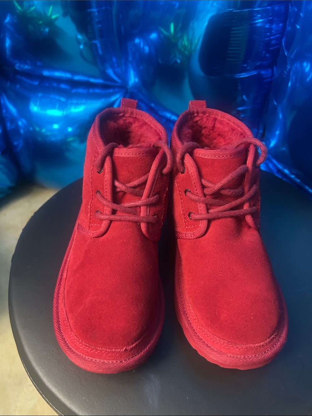 UGG Kids Red Suede Lace-Up Boots